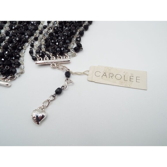 Vintage Carolee Black and Clear Multistrand Beaded Choker Necklace - Picture 4 of 11